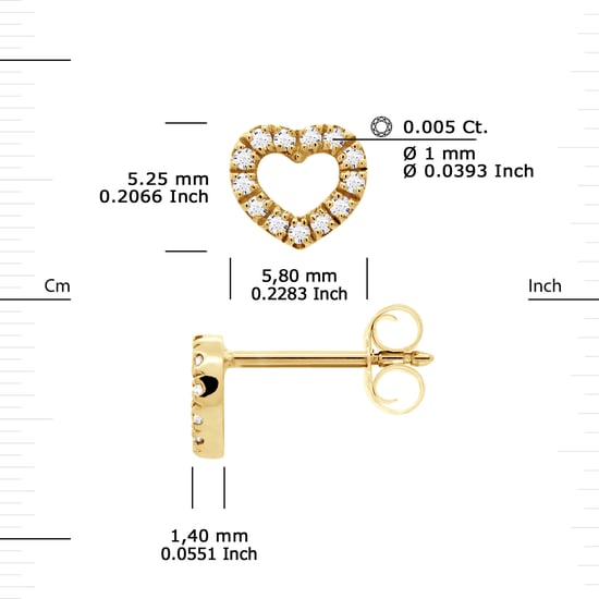 DIADEMA - Earrings with Diamonds - Heart - Yellow Gold