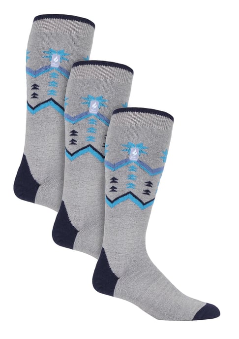 3 Par Multipack Ultra Lite Skidstrumpor för herrar | Värmehållare | Funky mönstrade randiga knästrumpor - Grey Fairisle - Image 1