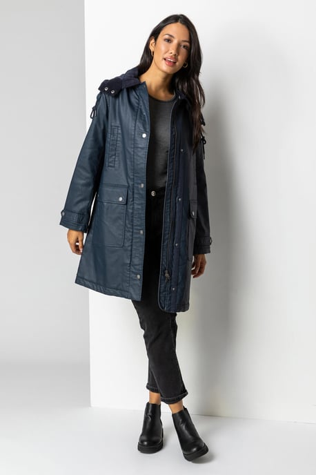 Waxed Longline Hooded Coat