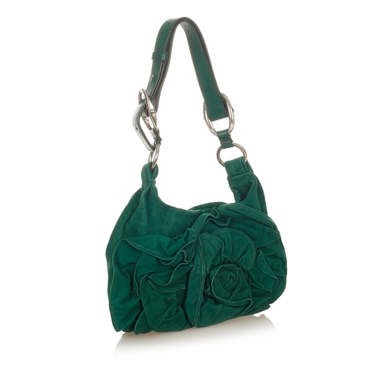 Vintage YSL Nadia Suede Shoulder Bag Green - Image 2