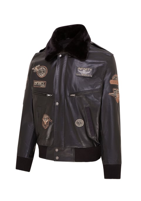 Mens Black Leather US Air Force Bomber Jacket- Lieksa