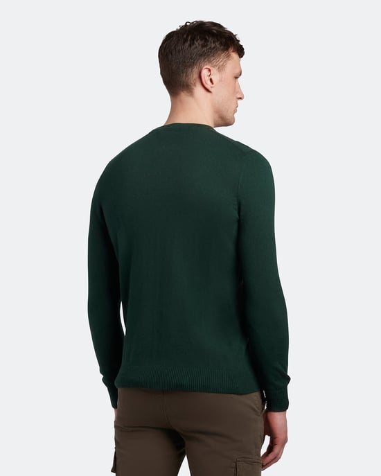 Lyle & Scott Katoenen Merino Trui met Ronde Hals in Groen - Image 3