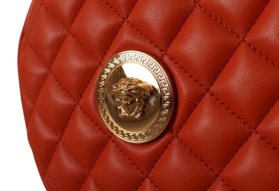 Versace Women's Red Nappa Leather Medusa Round Crossbody Bag - Image 5