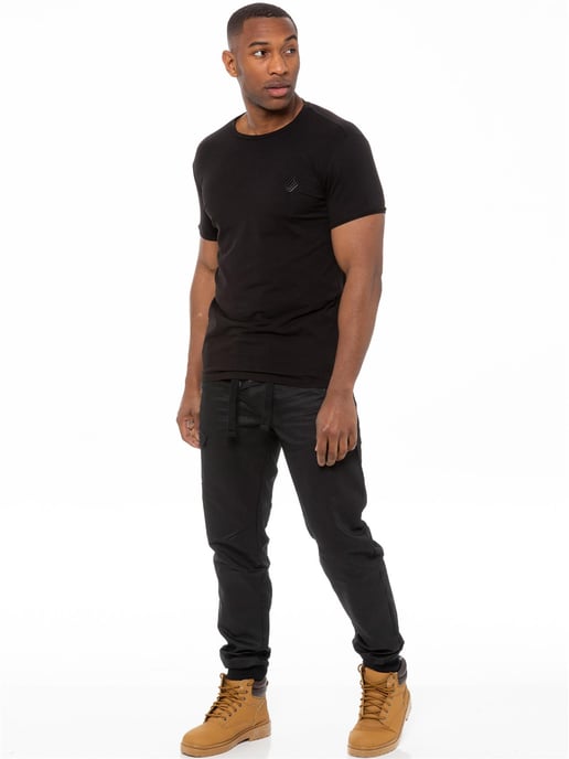 Kruze | Mens Cuffed Jeans - Black - Image 4