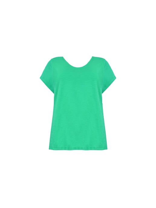 Green Cotton Slub Scoop Neck T-Shirt