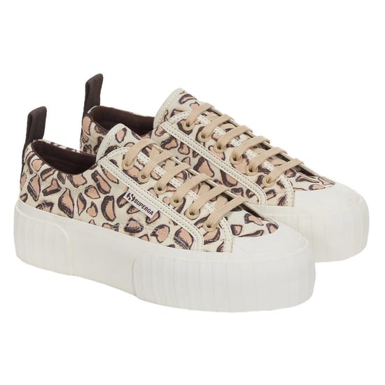 Superga Womens/Ladies 2631 Giraffe Print Platform Trainers (Beige Natural) - Image 3