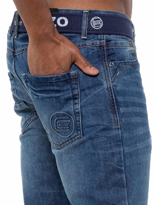 Enzo | Heren Denim Straight Fit Jeans - Blauw - Image 4