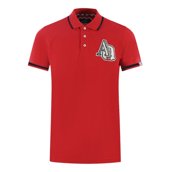 Aquascutum AQ 1851 Embroidered Tipped Red Polo Shirt - Image 1