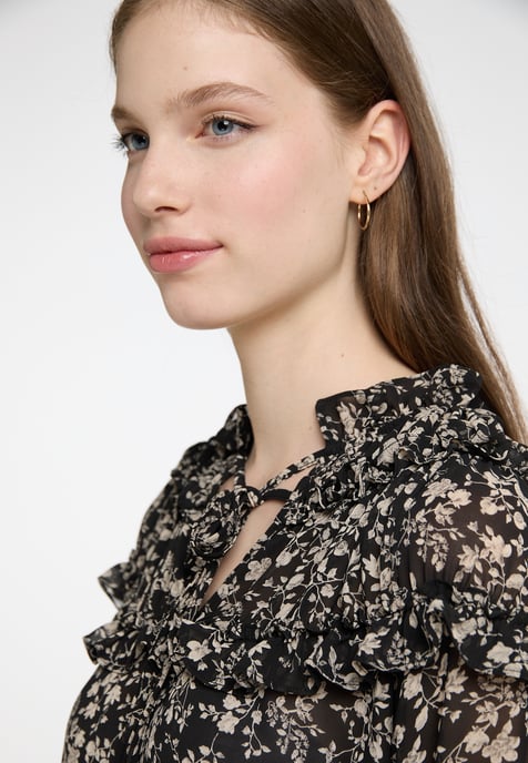 Dreimaster Blouse met ruches bridgeport Dames zwart wit - Image 5
