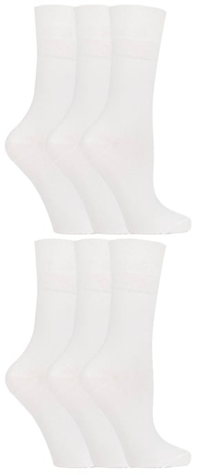 Gentle Grip - 6 par diabetessockor för damer med honungskam överst och handknutna tåsömmar - Vit - Image 1