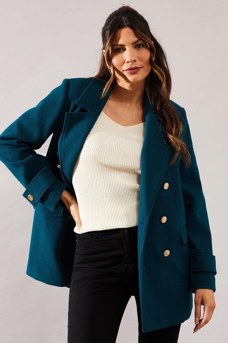 Wallis Womens Blazer Blue Polyester Button Woven Regular - Image 1