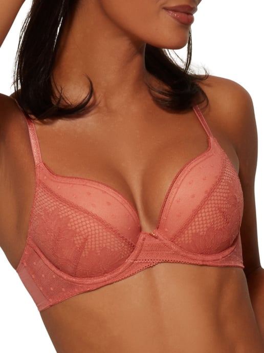 Boho Lace Plunge Bra - Dusty Cedar