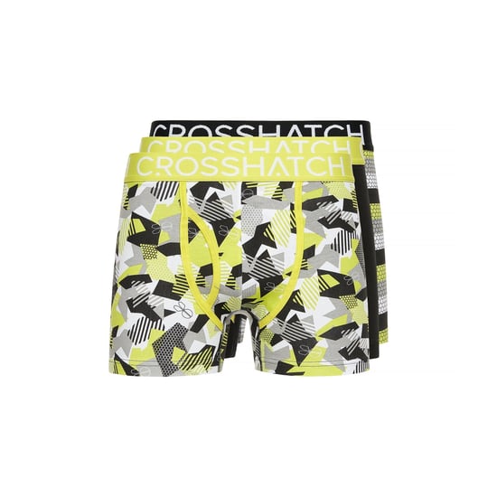 Crosshatch Mens Crystaline Boxer Shorts (Pack of 3) (Lime/Black/Grey) - Image 1