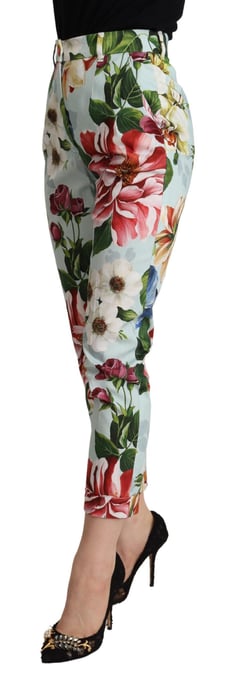 Floral Print High Waisted Tapered Cropped Pants - Image 2