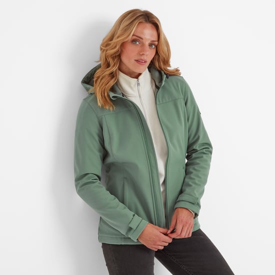 Keld Womens Softshell Hooded Jacket - Light Forest