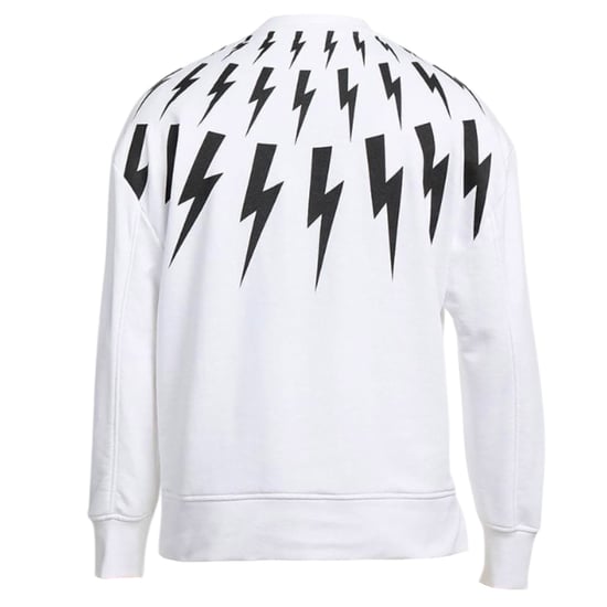 Neil Barrett Fair Isle Thunderbolt Oversize Vit Sweatshirt - Image 2
