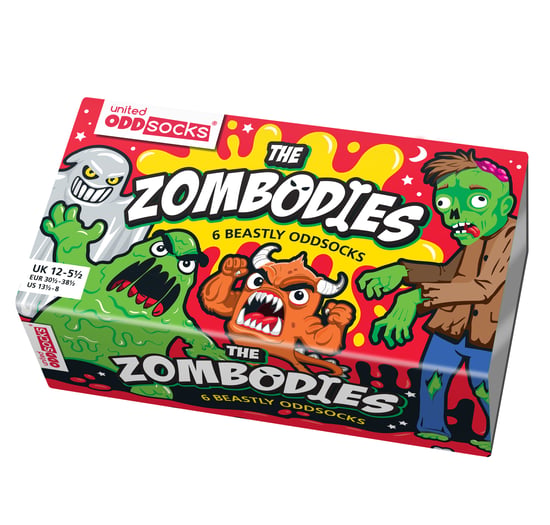 UNITED ODD SOCKS - 6 Pack Boys Zombie Novelty Cotton Odd Socks in Gift Box - Zombodies - Image 2