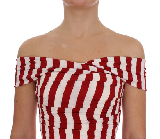 Dolce & Gabbana Kvinnors Röd Vit Silkesstretch Klänning - Image 5