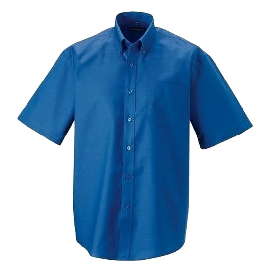 Russell Collection Mens Short Sleeve Easy Care Oxford Shirt (Oxford Blue)
