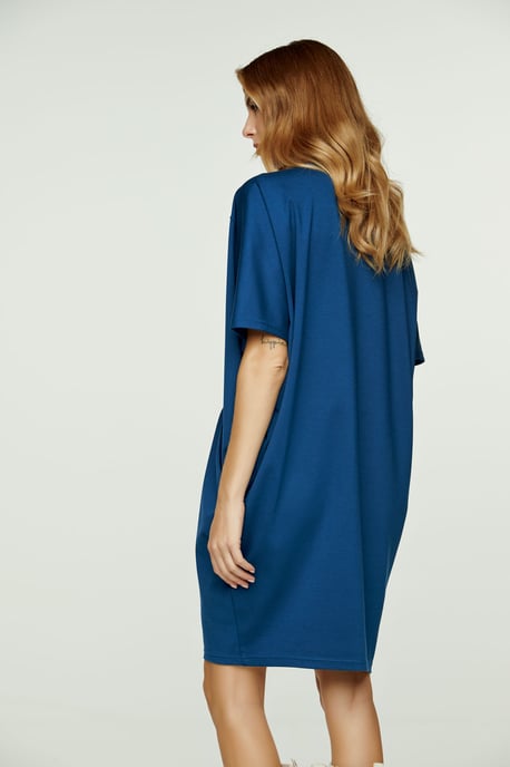 Petrol Batwing Style Punto di Roma Dress