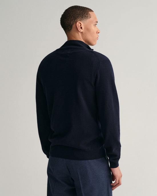 GANT Mens Superfine Lambswool Half Zip Cardigan - Image 2