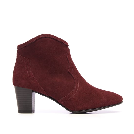 Eva López Leather Ankle Boots Heel Bordeaux Women's