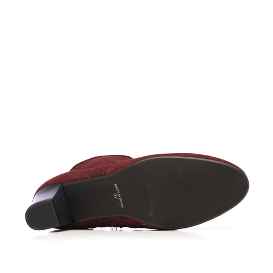 Eva López Leather Ankle Boots Heel Bordeaux Women's