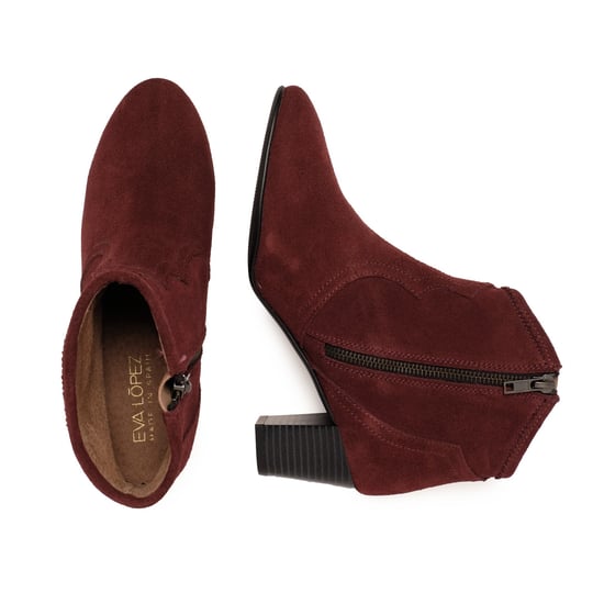 Eva López Leather Ankle Boots Heel Bordeaux Women's