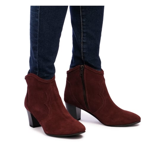 Eva López Leather Ankle Boots Heel Bordeaux Women's