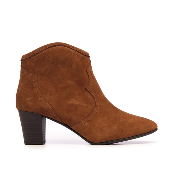 Eva López Leather Ankle Boots Heel Brown Women's