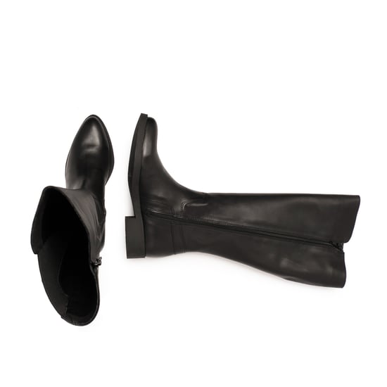 Eva López Leather High Boot Heel Women Black