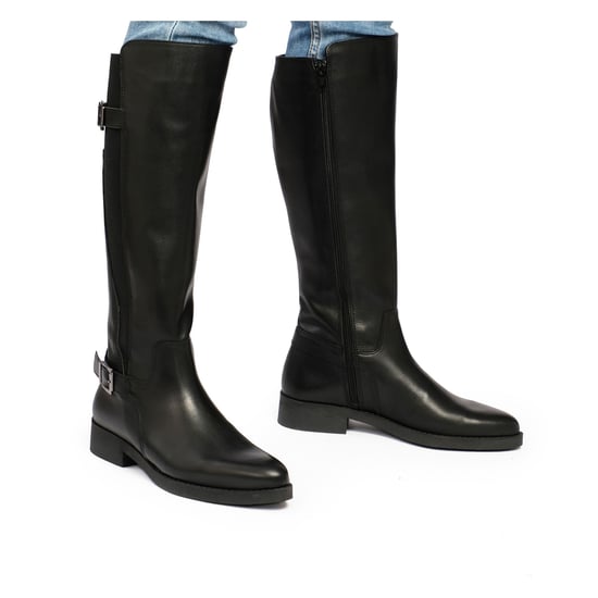 Eva López Leather High Boot Heel Women Black