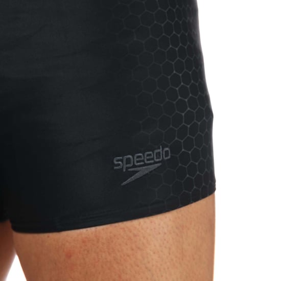 Men's Speedo Placement Aquashort in Black Grey