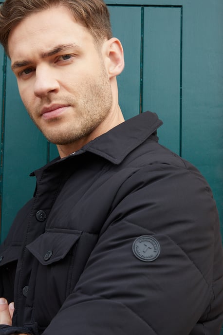 Black Lightweight Collared Quilted Jacket