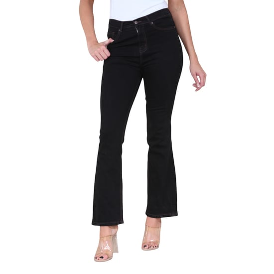 Dames Magic Shaping Slim Flare Leg Jeans met hoge taille in zwart - Image 1