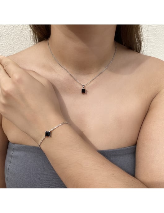 Simple Square Calle Set - Silver och svart kristall - Image 2