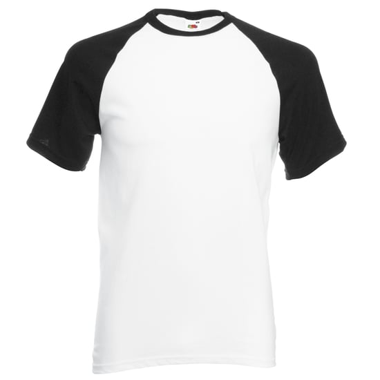 Fruit Of The Loom Heren baseballshirt met korte mouwen (Wit/Zwart) - Image 1
