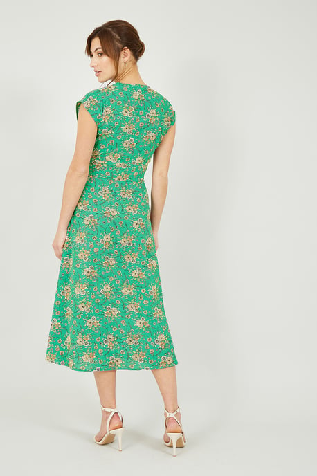 Yumi Green Floral Midi Dress