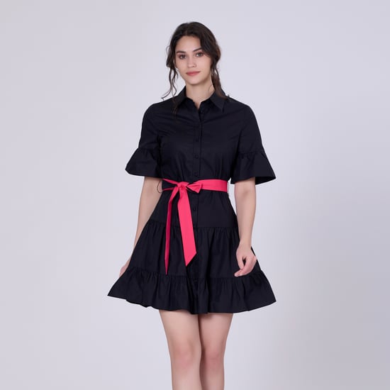 Skater cotton ruffle dress
