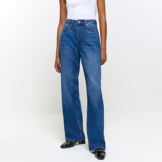 River Island Womens Straight Jeans Blue High Waisted Relaxed