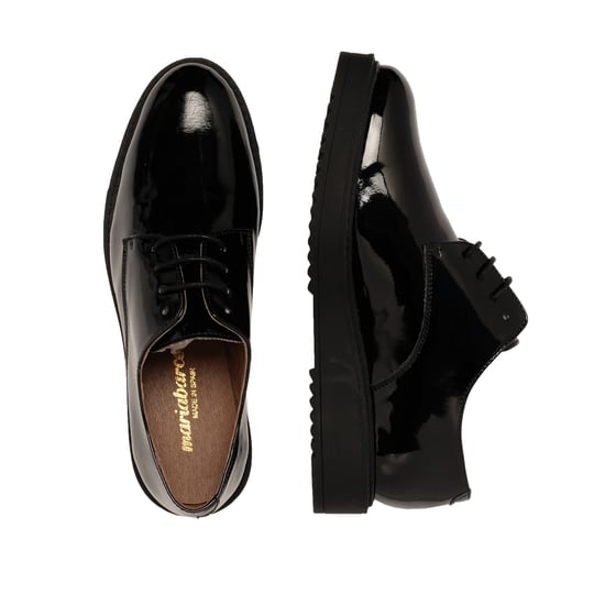 María Barceló Womens Patent Leather Blucher Dress Shoes in Black