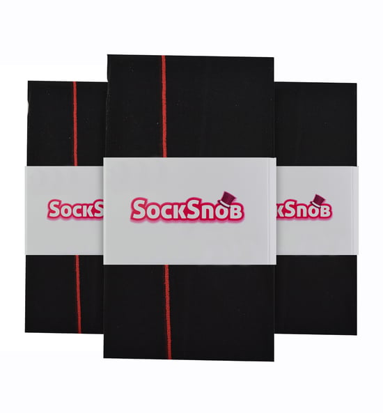 Sock Snob - Womens Vintage Seamed Tights | 3 Pair Multipack | 40 Denier Knee High Ultra Sheen Tights with Line Up the Back - Black / Red - Image 2