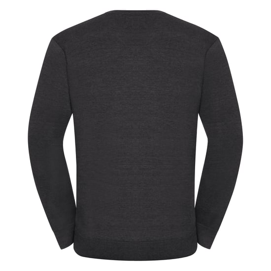 Russell Collection Heren Gebreid V Hals Sweatshirt (Houtskool mergel) - Image 2