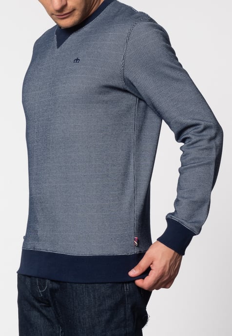 Shelton Birdseye Crew Neck Sweat With Long Sleeves In Navy