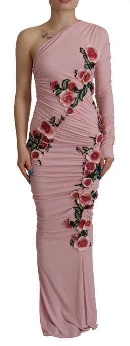 Dolce & Gabbana Roze Bloem Versierde Off-Shoulder Damesjurk - Image 1