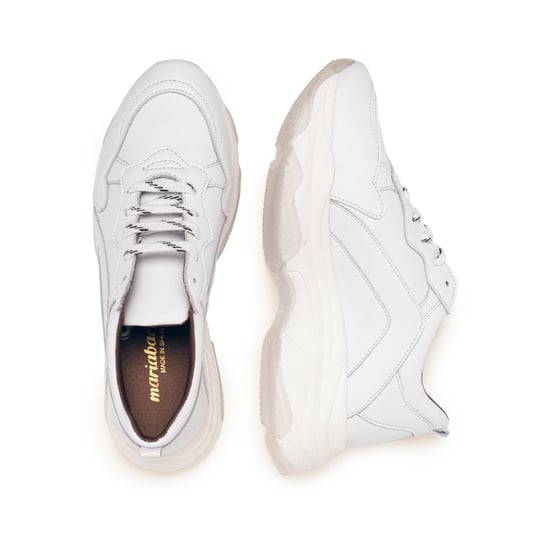 María Barceló Womens Lace-Up Sport Sneakers in White
