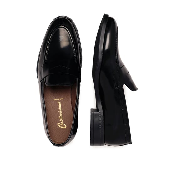 Men's Leather Moccasin Shoes in Black