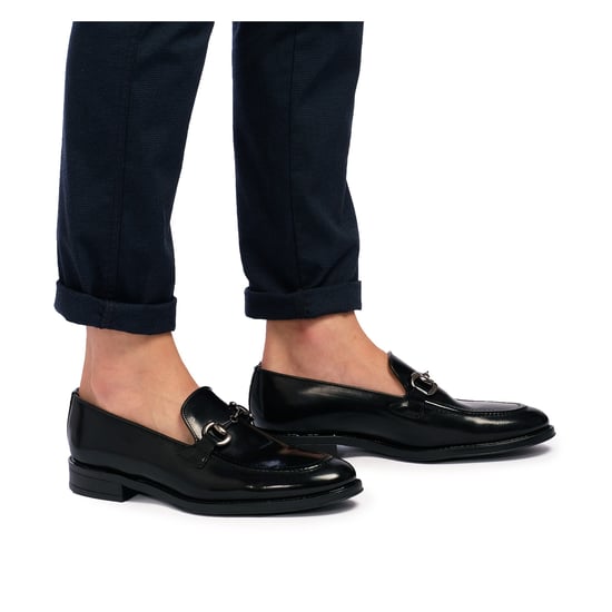 Men's Leather Moccasin Shoes in Black