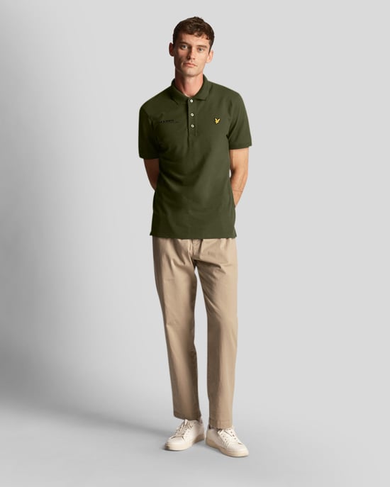 Lyle & Scott men's polo shirt with Co-Ordinates print in olive green