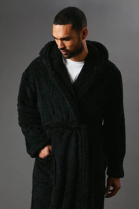 Men's Chunky Sherpa Hooded Robe